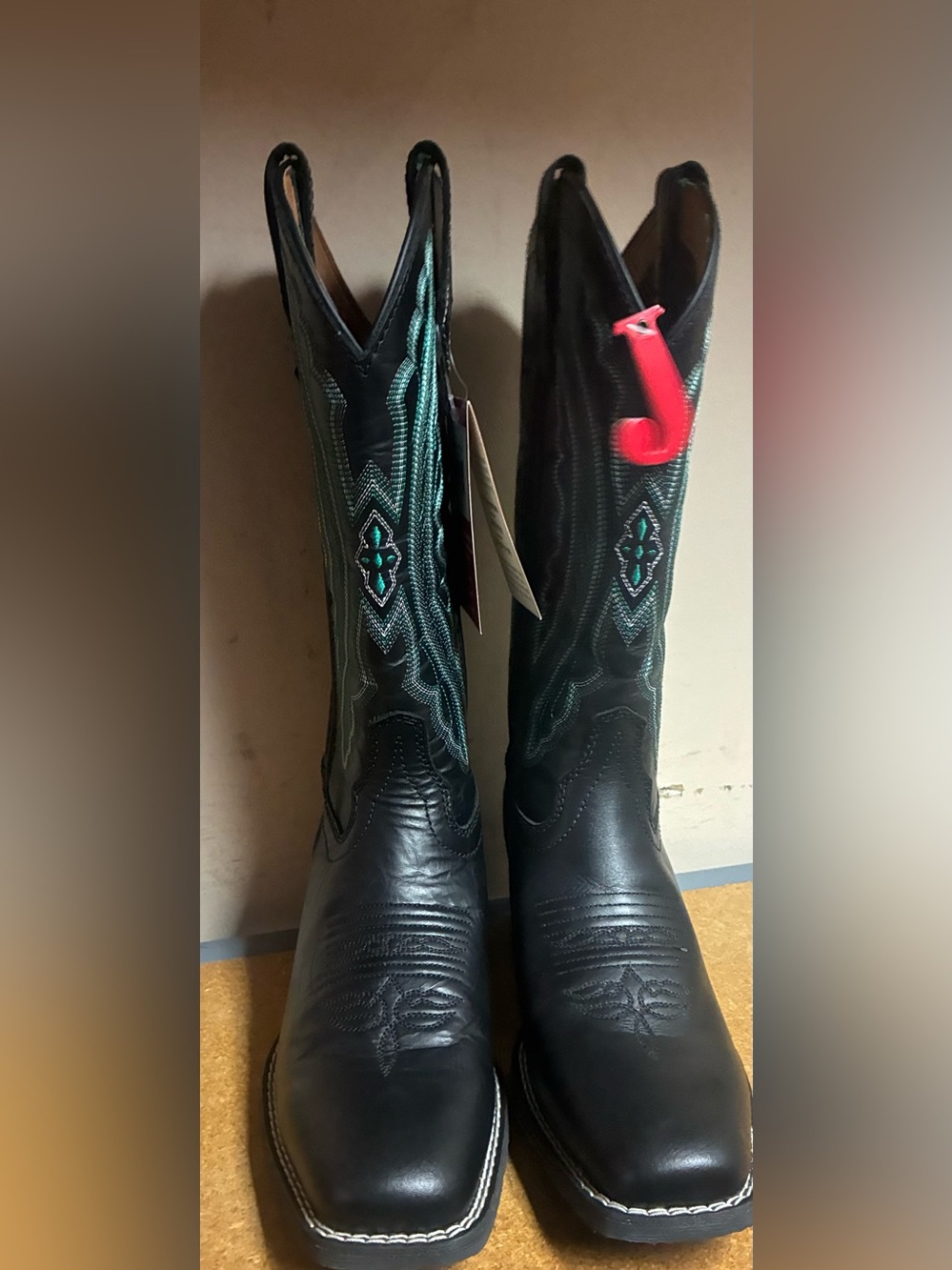 Justin Rae GY2876 Women’s 7.5 B Midnight Black Square Toe Cowboy Boots NWT